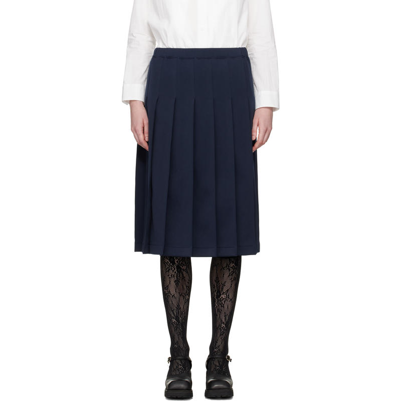 Comme des Garçons 女士 FW25 中长裙 海军蓝压褶半身裙