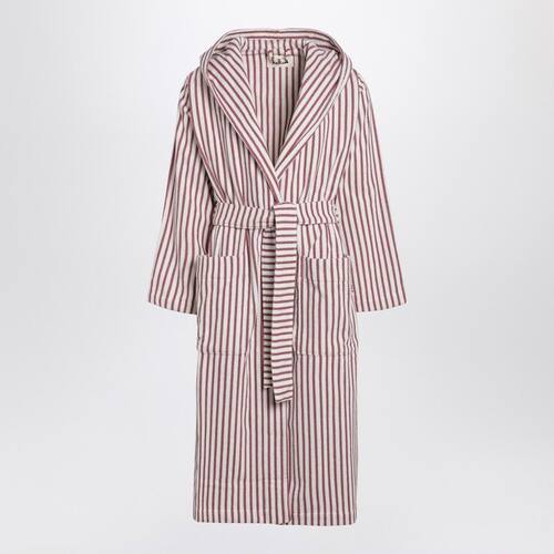 Tekla Fabrics 男士 FW25 内衣 WHITE/DARK 粉色条纹浴袍