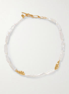 PACHAREE 女士 秋冬新品 项链/吊坠 桦木色镀金珍珠项链