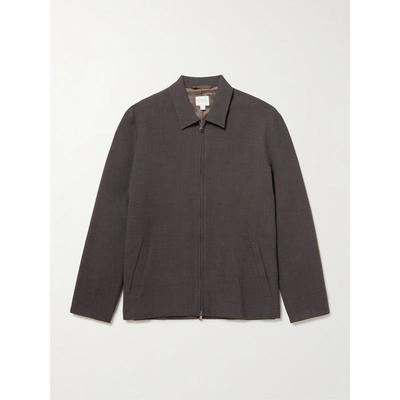 Sunspel 男士 SS26 夹克 Harrington 织纹羊毛混纺