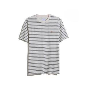 男士 白色 T恤 条纹海军蓝T恤 oakland Farah