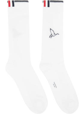 Thom Browne 男士 袜子 白色 Geese Icon 中筒袜