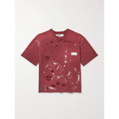 NEIGHBORHOOD 男士 FW25 衬衫 Savage 磨破颜料溅染棉针织T恤