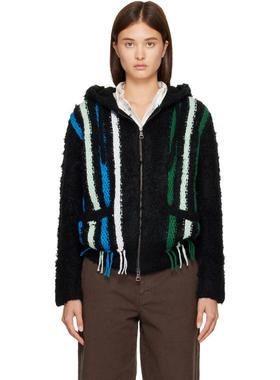 Andersson Bell 女士 卫衣 黑色 Reverse Stripe Knit 连帽衫