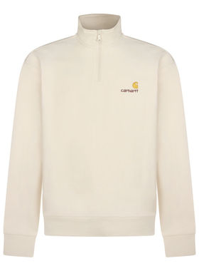 Carhartt WIP 男士 卫衣 AMERICAN SCRIPT 白色棉质半拉链运动衫