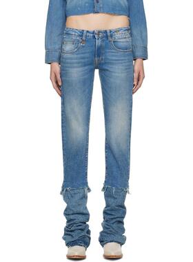 R13 女士 牛仔长裤 蓝色 Boy Straight With Rips 牛仔裤