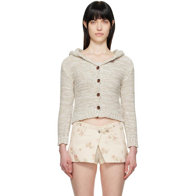 OPEN YY 女士 开衫 米色 Hooded Chunky 开衫