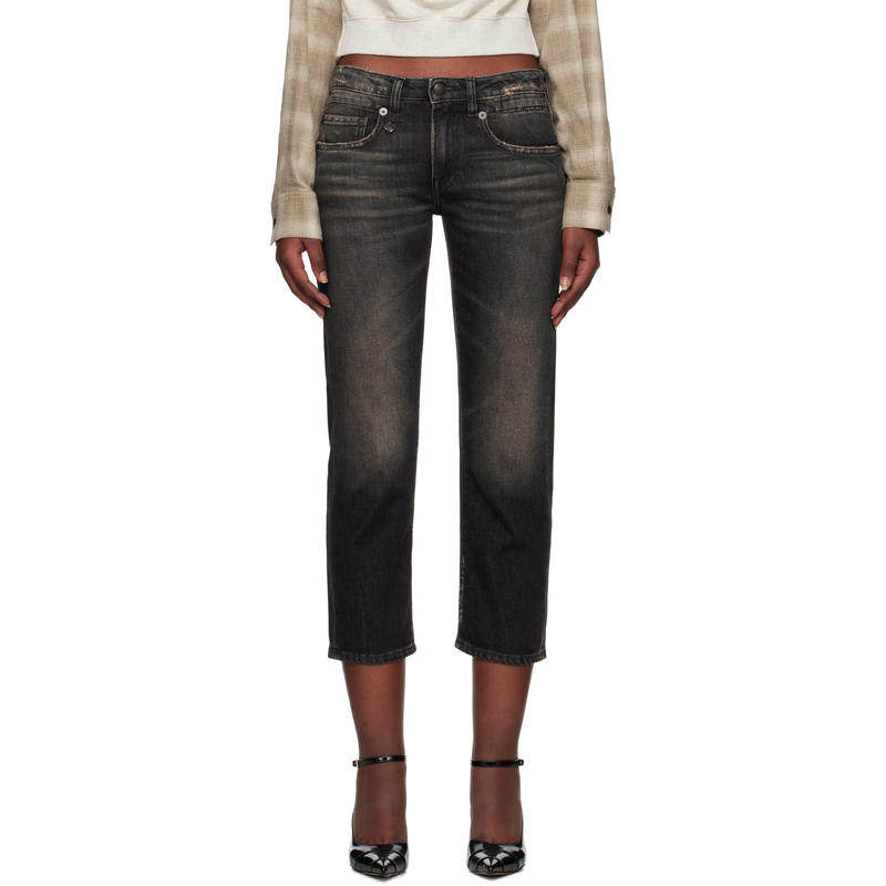 R13 女士 牛仔长裤 黑色 Boy Straight 牛仔裤