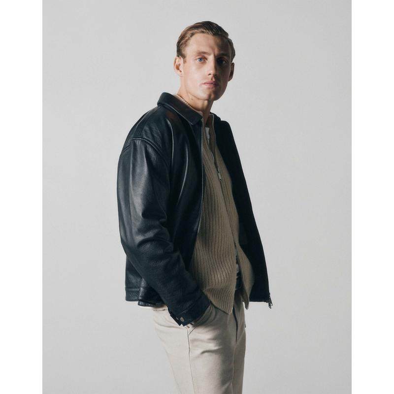 ASOS COLLECTIVE 男士宽松款织纹时尚翻折领夹克外套男装,男装,牛仔外套,淘宝优惠券,粉丝福利购,淘宝优惠卷