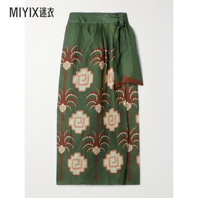 Johanna Ortiz 女款Amazon Echoes 印花亚麻中长裹裙 迷衣时尚