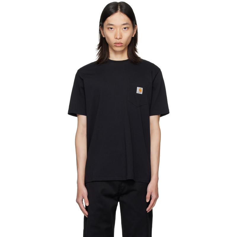 Carhartt WIP 男士 T恤 黑色贴袋 T 恤