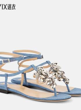 Mach & Mach 女款Puffy 心形精饰牛仔布人字拖 迷衣时尚