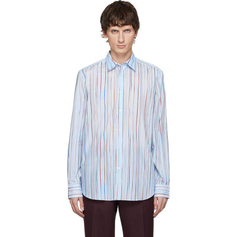 Paul Smith 男士 衬衫 蓝色 Signature Pinstripe Cotton 衬衫