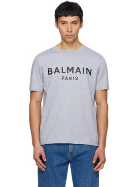 Balmain 男士 T恤 灰色 Printed Cotton T 恤