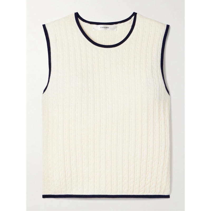 FRAME 女士 马甲 粗线针织羊绒真丝混纺背心