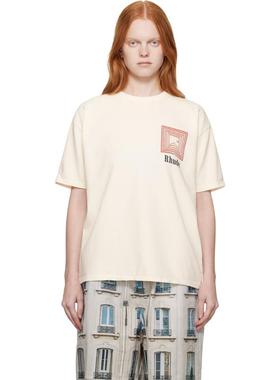 Rhude 女士 T恤 灰白色 Chevron Logo Repeat T 恤