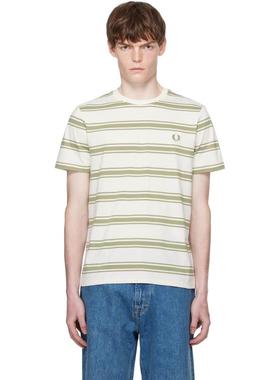 Fred Perry 男士 T恤 灰白色 Fine Stripe T 恤