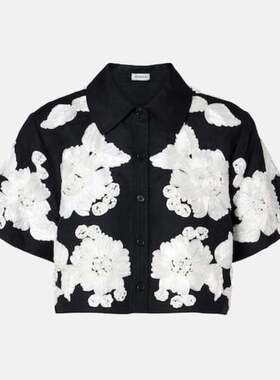 SIMKHAI 女士 上衣 Callie 刺绣亚麻混纺衬衫