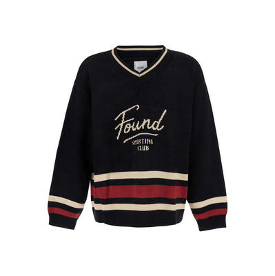 FOUND 男士 FW26 毛衣 front lettering 黑色V领棉混纺()