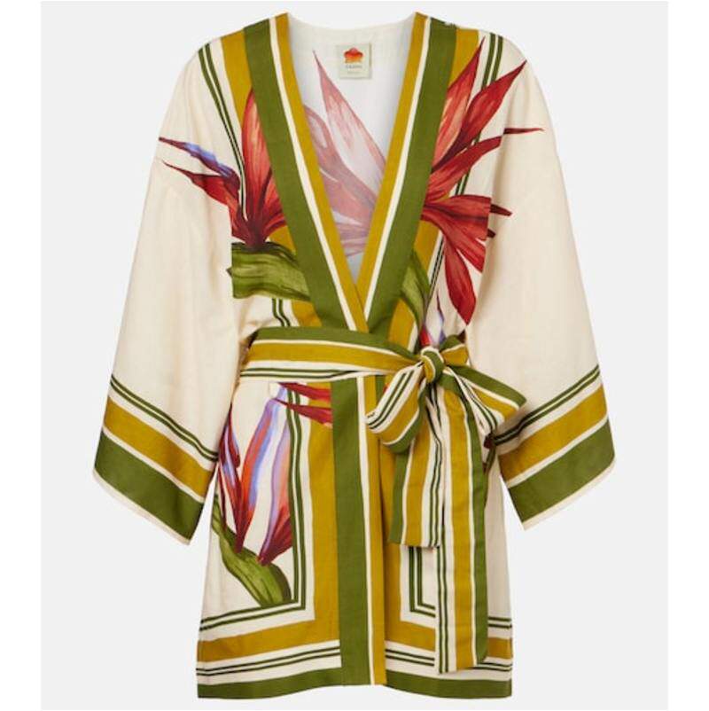 FARM Rio 女士 罩衫 Strilitizia 花朵亚麻混纺土耳其式长衫