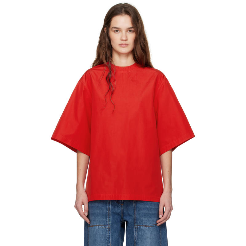 CO-collections 女士 T恤 红色 Oversized Poplin T 恤