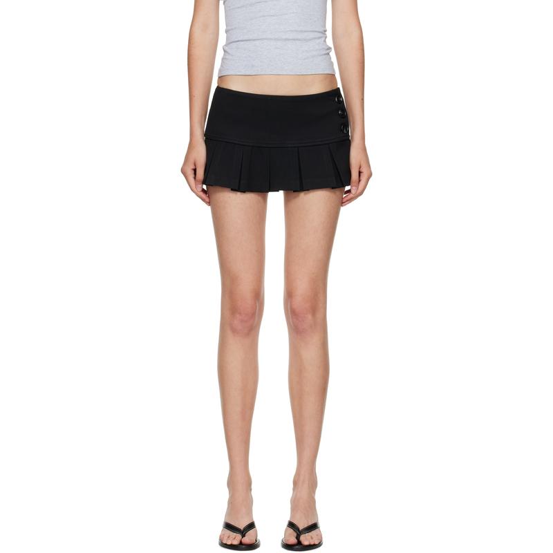 Danielle Guizio 女士 迷你裙 黑色 Pleated Micro 短裙