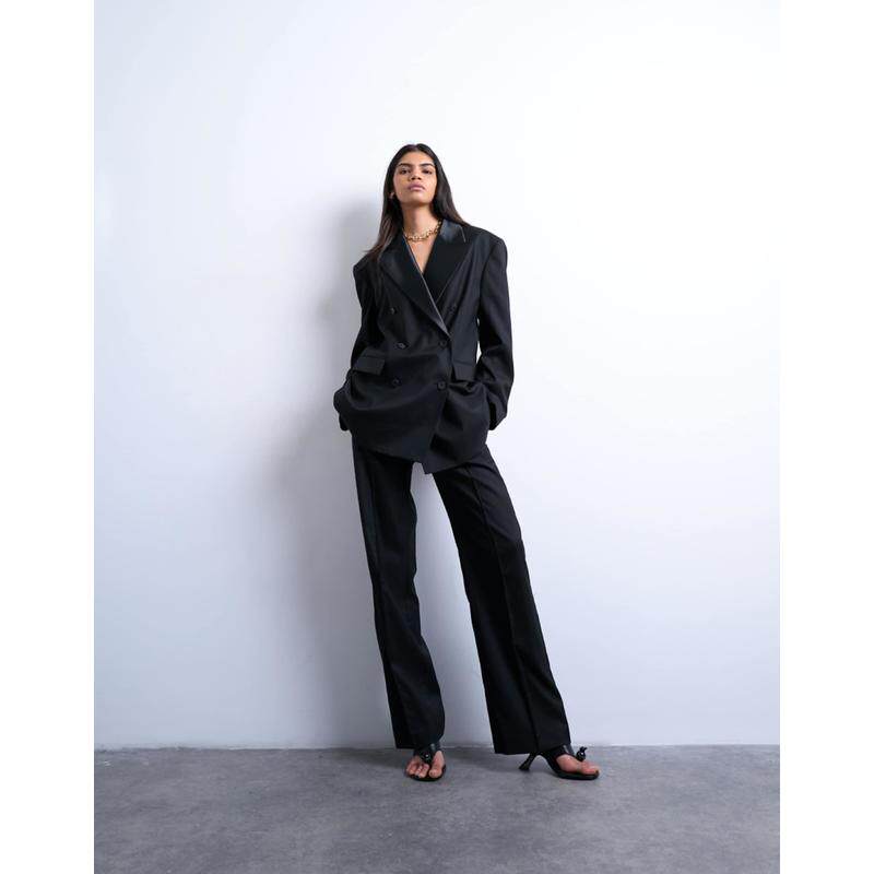 Topshop 女士 长裤 co ord 修身直筒中腰西装裤(黑色)