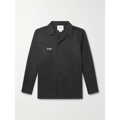 WTAPS 男士 衬衫 Camp-Collar Logo刺绣莱赛尔纤维棉混纺斜纹布