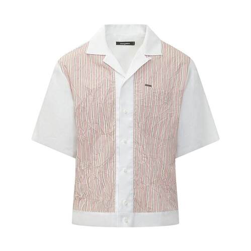 DSquared2 D二次方 男士 SS26 衬衫 Dsquared2 条纹拼接保龄球衫
