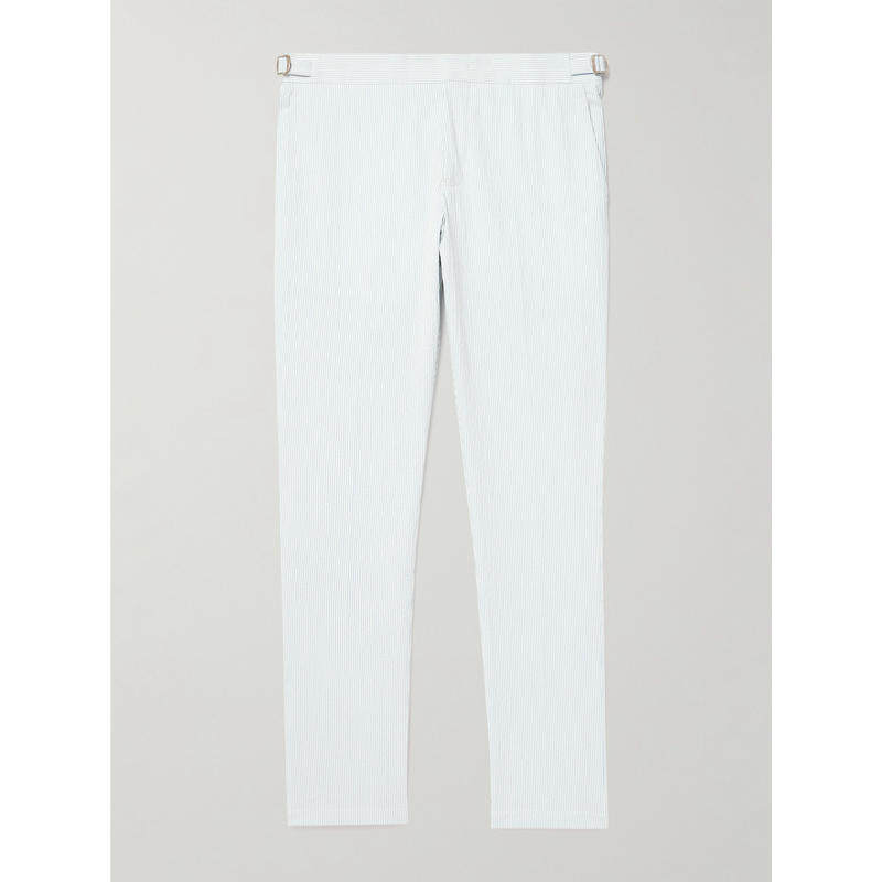 Orlebar Brown 男士 FW25 长裤 Griffon 锥形棉混纺绉条纹裤子