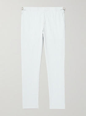 Orlebar Brown 男士 FW25 长裤 Griffon 锥形棉混纺绉条纹裤子