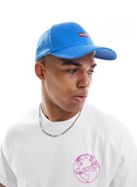 Levi's 男士 棒球帽 batwing 徽标可调节蓝色棒球帽(mid)