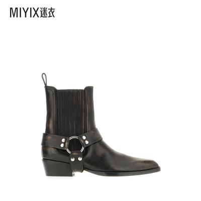 【早秋新品】Paris Texas 女款Helena 黑色皮质靴子 迷衣时尚