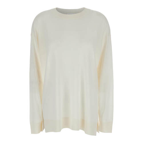 Parosh 女士 SS25 毛衣 白色长袖圆领羊毛真丝混纺女士毛衣