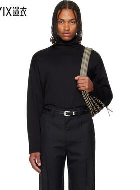 Lemaire 男款黑色 Relaxed Mock Neck T 恤 迷衣时尚