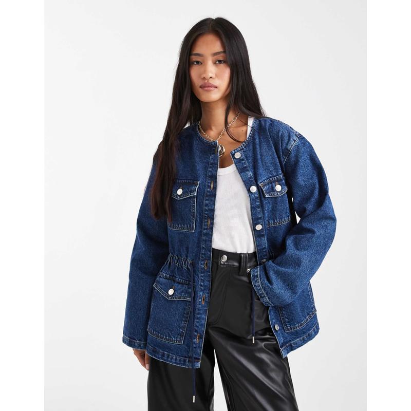 ASOS DESIGN 女士 夹克 设计松紧口袋牛仔夹克束腰灯芯绒裤