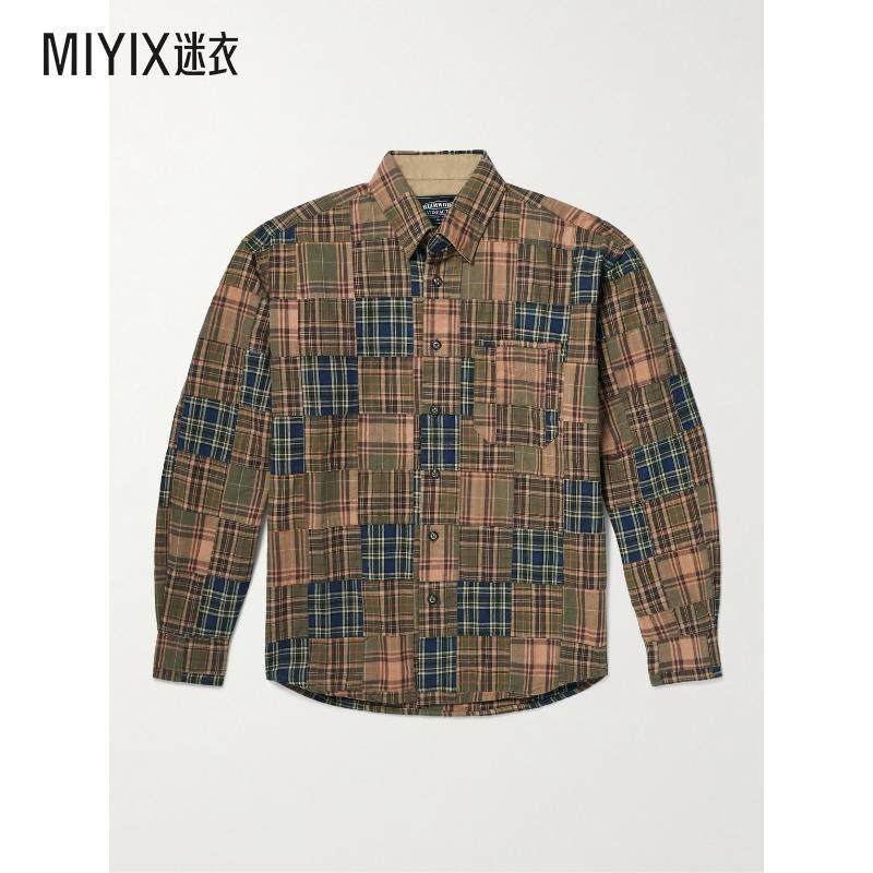 FrizmWORKS 男款拼布格纹棉质衬衫 迷衣时尚