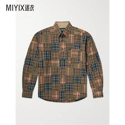 FrizmWORKS 男款拼布格纹棉质衬衫 迷衣时尚