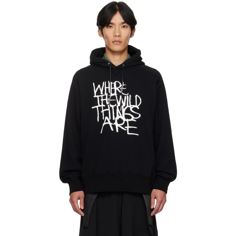 Sacai 男士 卫衣 黑色 Where The Wild Things Are 系列连帽衫