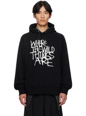 Sacai 男士 卫衣 黑色 Where The Wild Things Are 系列连帽衫