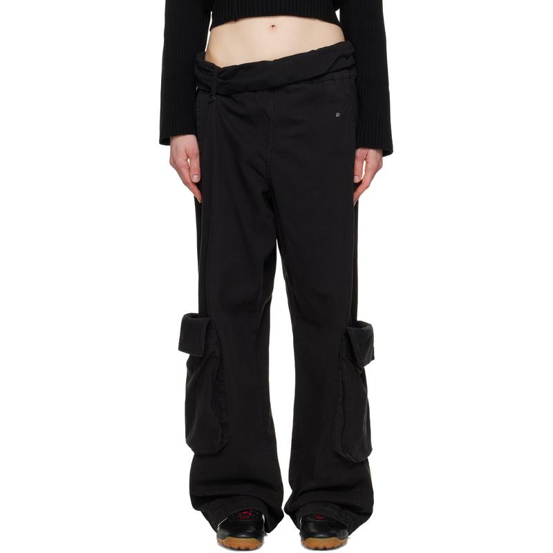 OPEN YY 女士 长裤 黑色 Washed Rolled 工装裤