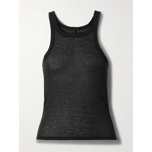 SKIMS 女士 睡衣 Soot 透视弹性针织背心