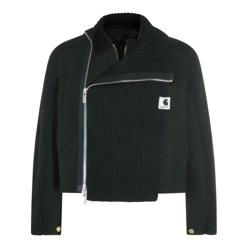 SACAI CARHARTT 男士 FW25 夹克 深色绿色羊毛休闲夹克