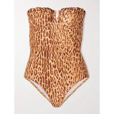 Zimmermann 女士 连体泳衣 Cascadian whipstitched 豹纹钢托泳衣