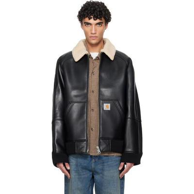 Carhartt WIP 男士 夹克 黑色 Shepton 合成皮革夹克