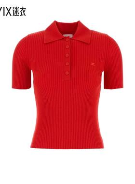 【秋冬新品】Courrèges 女款VISCOSA 红色混纺Polo衫 迷衣时尚