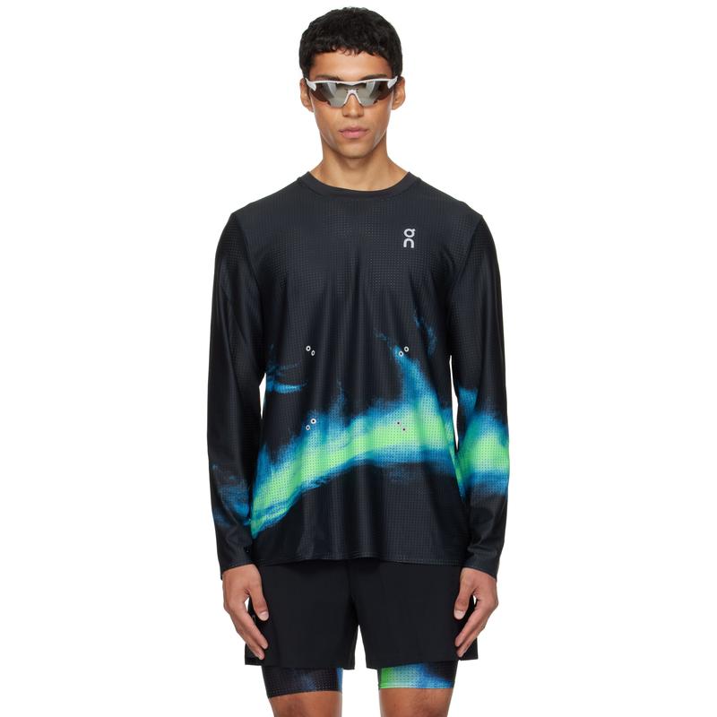 On 男士 T恤 黑色 Pace Mesh 长袖 T 恤