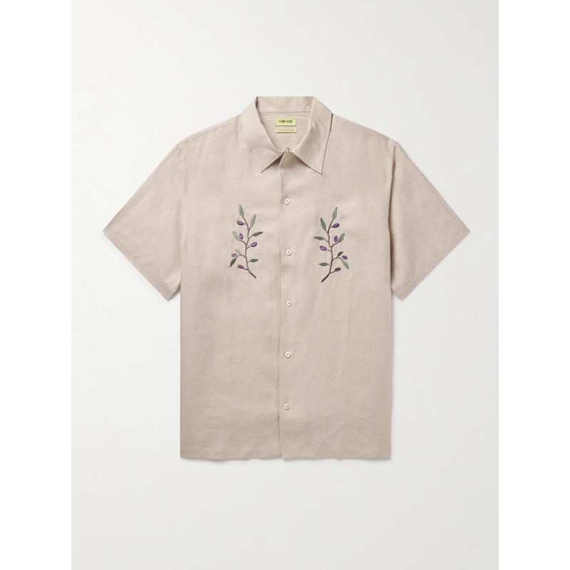 DE BONNE FACTURE 男士 FW25 衬衫 可拆卸领刺绣亚麻衬衫