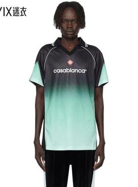 Casablanca 男款黑色 & 绿色 Monogram Short Sleeve Football T