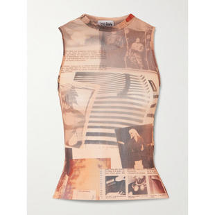 Jean Paul Gaultier 女士 SS26 背心 Journal 印花网纱上衣